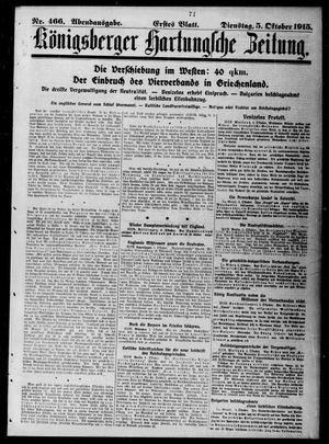 Königsberger Hartungsche Zeitung vom 05.10.1915