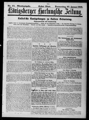 Königsberger Hartungsche Zeitung on Jan 27, 1916