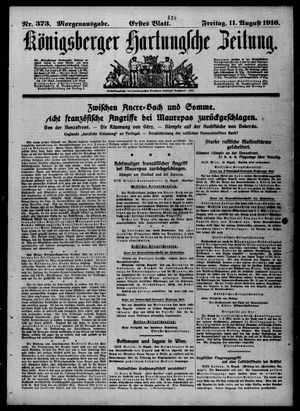 Königsberger Hartungsche Zeitung vom 11.08.1916