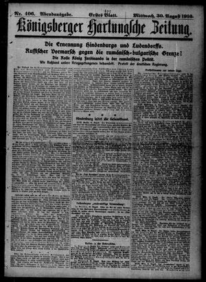 Königsberger Hartungsche Zeitung vom 30.08.1916