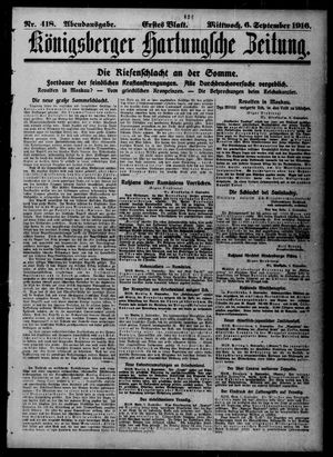Königsberger Hartungsche Zeitung on Sep 6, 1916