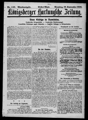 Königsberger Hartungsche Zeitung on Sep 19, 1916