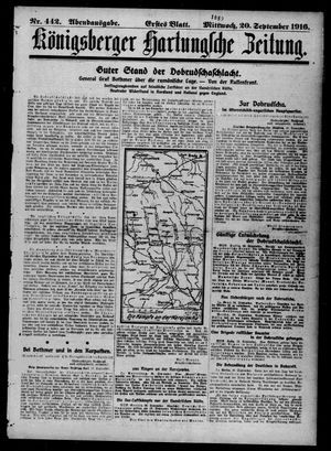 Königsberger Hartungsche Zeitung vom 20.09.1916