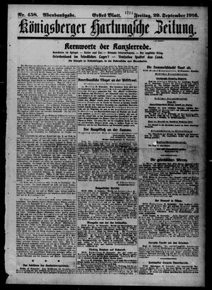 Königsberger Hartungsche Zeitung on Sep 29, 1916