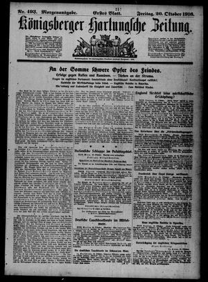 Königsberger Hartungsche Zeitung vom 20.10.1916
