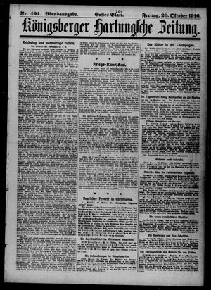 Königsberger Hartungsche Zeitung vom 20.10.1916