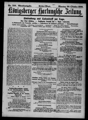 Königsberger Hartungsche Zeitung vom 30.10.1916