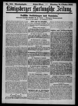 Königsberger Hartungsche Zeitung on Oct 31, 1916