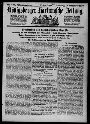 Königsberger Hartungsche Zeitung on Nov 14, 1916