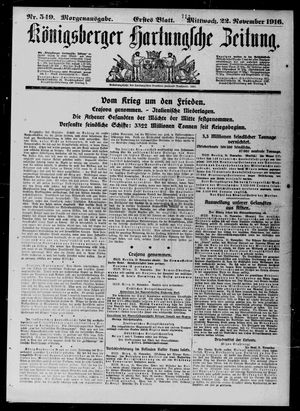 Königsberger Hartungsche Zeitung on Nov 22, 1916
