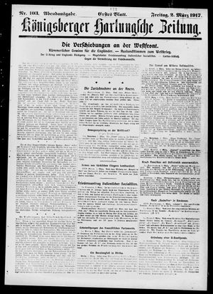 Königsberger Hartungsche Zeitung on Mar 2, 1917