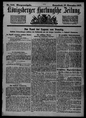 Königsberger Hartungsche Zeitung vom 17.11.1917