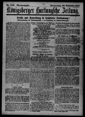 Königsberger Hartungsche Zeitung on Nov 29, 1917