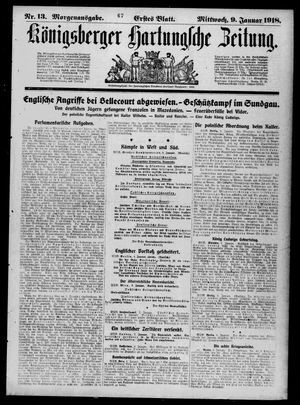 Königsberger Hartungsche Zeitung vom 09.01.1918
