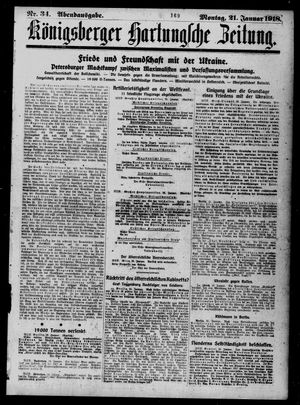 Königsberger Hartungsche Zeitung vom 21.01.1918