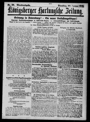 Königsberger Hartungsche Zeitung on Jan 22, 1918