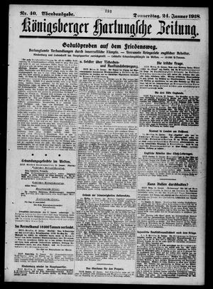 Königsberger Hartungsche Zeitung on Jan 24, 1918