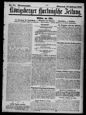 Königsberger Hartungsche Zeitung on Feb 13, 1918