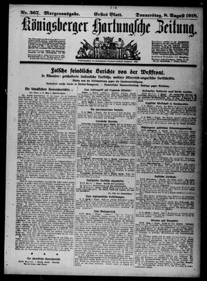 Königsberger Hartungsche Zeitung on Aug 8, 1918