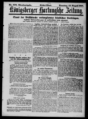 Königsberger Hartungsche Zeitung on Aug 13, 1918