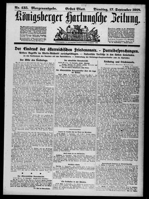 Königsberger Hartungsche Zeitung on Sep 17, 1918
