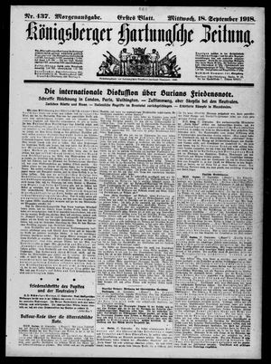 Königsberger Hartungsche Zeitung on Sep 18, 1918