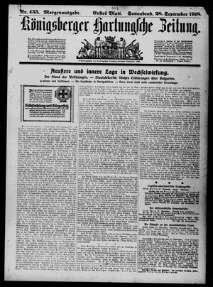 Königsberger Hartungsche Zeitung on Sep 28, 1918