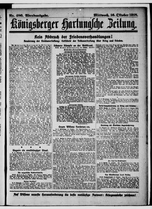 Königsberger Hartungsche Zeitung vom 16.10.1918