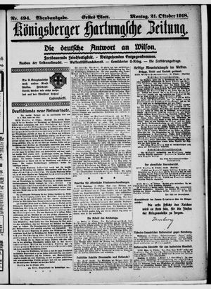 Königsberger Hartungsche Zeitung vom 21.10.1918