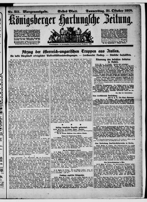Königsberger Hartungsche Zeitung vom 31.10.1918
