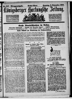 Königsberger Hartungsche Zeitung vom 03.11.1918
