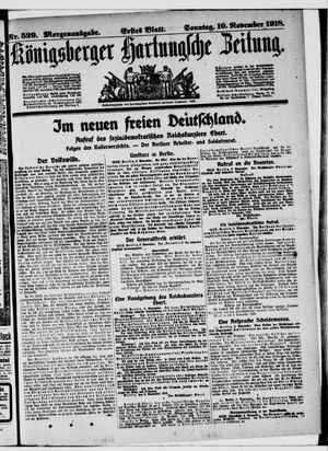Königsberger Hartungsche Zeitung vom 10.11.1918