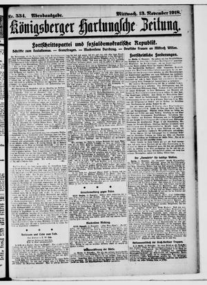 Königsberger Hartungsche Zeitung vom 13.11.1918