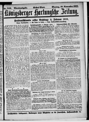 Königsberger Hartungsche Zeitung vom 18.11.1918
