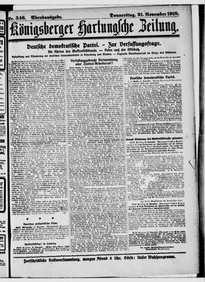 Königsberger Hartungsche Zeitung vom 21.11.1918