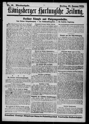 Königsberger Hartungsche Zeitung on Jan 10, 1919