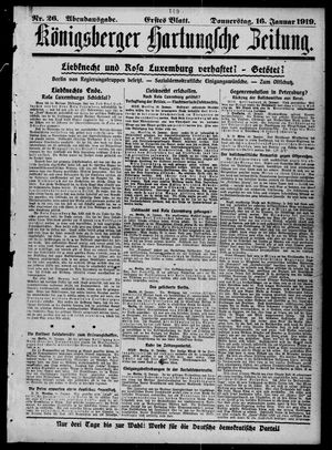 Königsberger Hartungsche Zeitung vom 16.01.1919