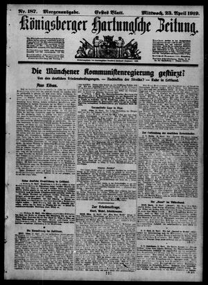 Königsberger Hartungsche Zeitung on Apr 23, 1919