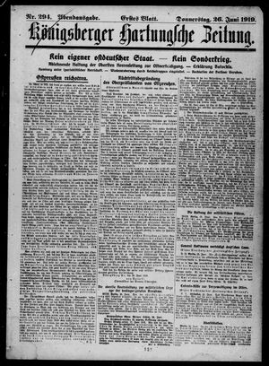 Königsberger Hartungsche Zeitung on Jun 26, 1919