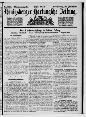 Königsberger Hartungsche Zeitung vom 31.07.1919