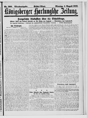 Königsberger Hartungsche Zeitung vom 04.08.1919