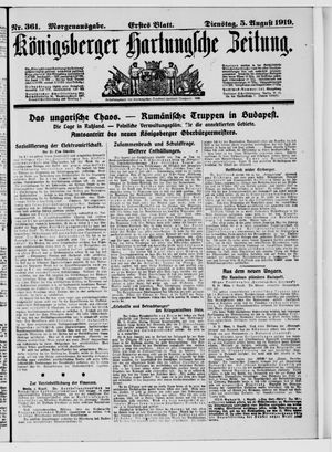 Königsberger Hartungsche Zeitung vom 05.08.1919