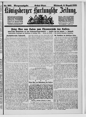 Königsberger Hartungsche Zeitung vom 06.08.1919