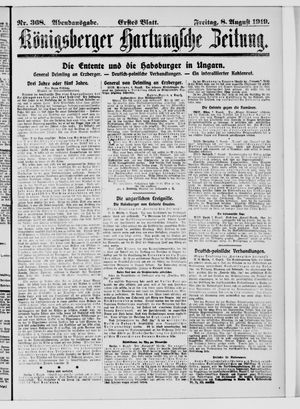 Königsberger Hartungsche Zeitung vom 08.08.1919