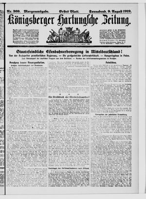 Königsberger Hartungsche Zeitung vom 09.08.1919