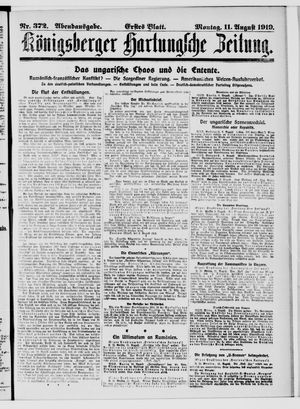 Königsberger Hartungsche Zeitung vom 11.08.1919