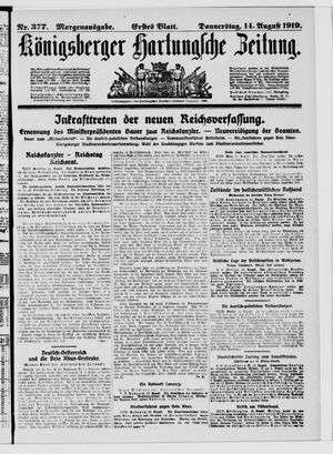 Königsberger Hartungsche Zeitung vom 14.08.1919