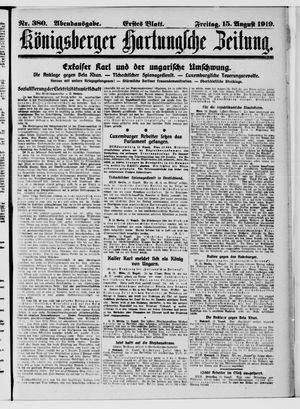 Königsberger Hartungsche Zeitung vom 15.08.1919