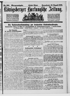 Königsberger Hartungsche Zeitung vom 16.08.1919