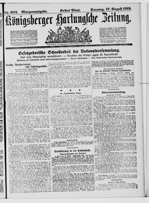 Königsberger Hartungsche Zeitung vom 17.08.1919